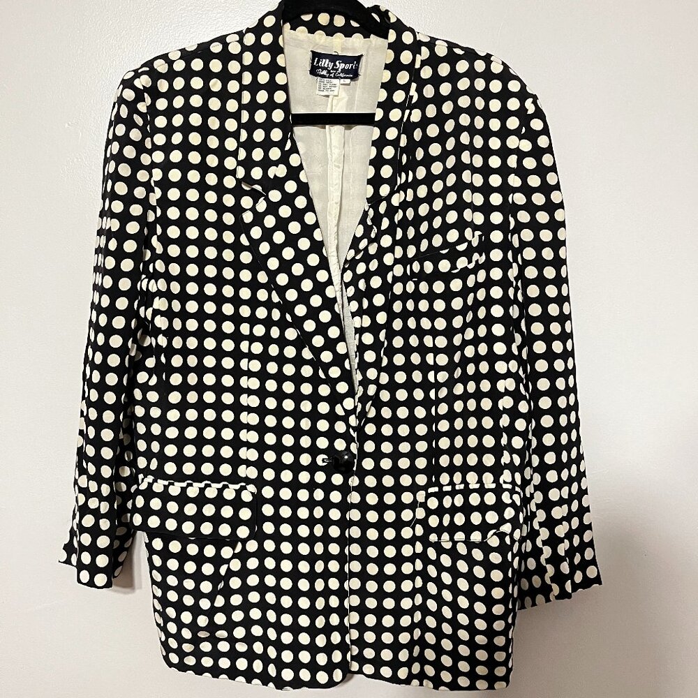 Lilly Sports | 100% Silk Casual Polka Dot Blazer